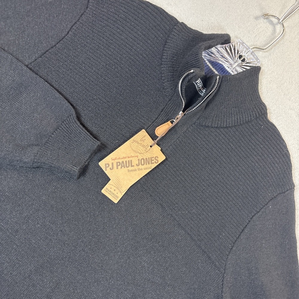 Paul Jones Black‎ 1/4 Zip Pullover Sweater Men's Sz Large NWT